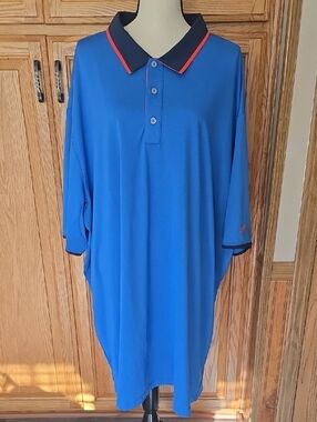 Men's Royal Blue Short-Sleeve Polo with Navy Collar XXXXLT